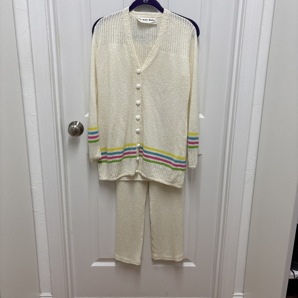 Vintage St. John's Knit Striped 70s Woman's Santana Style 2 Piece Outfit
